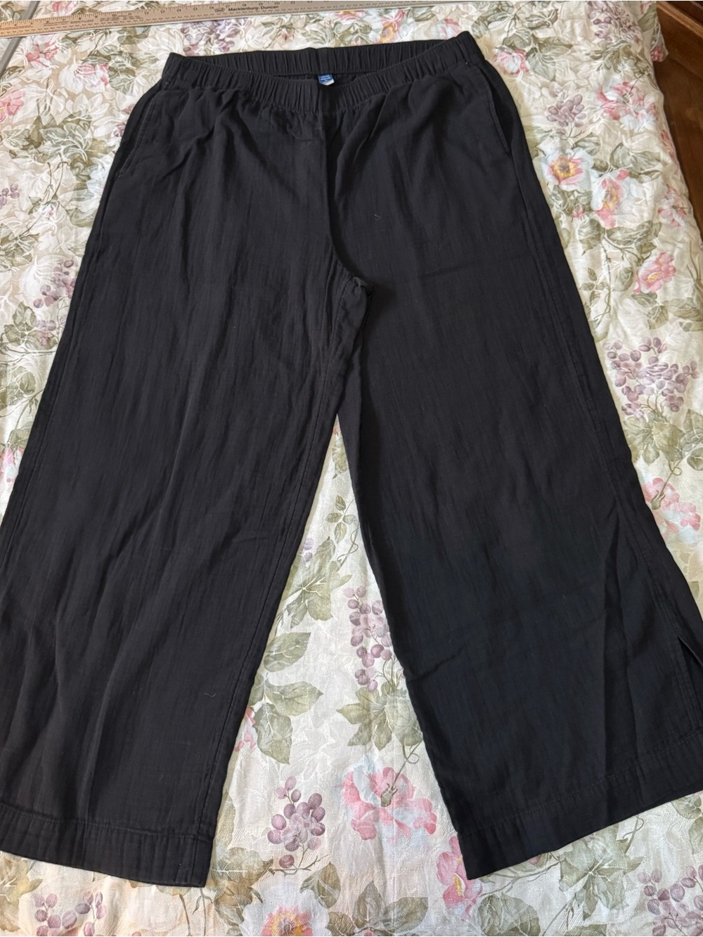 Old Navy Women’s XL Black Cotton Gauze High Rise Wide Leg Pants Elastic Waist